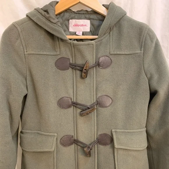 Xhilaration Military Inspired Olive Green Cropped Trench Coat - Medium - Picture 6 of 12